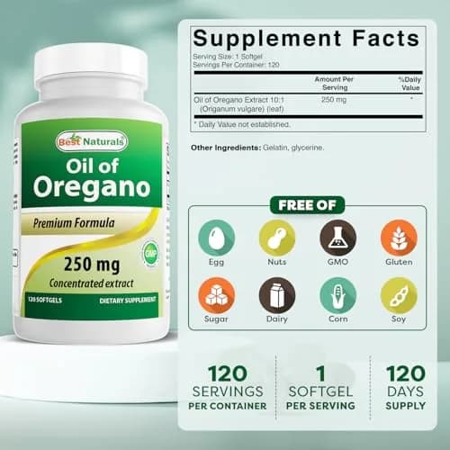 Best Naturals Oregano Oil 250 Mg Softgels 120Count | Supports Immune & Digestive Health thumbnail 2