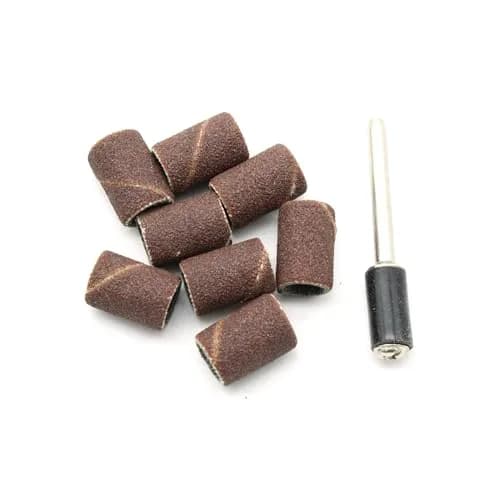 TEMO 100p 1/4" Grit 180 Medium Sand Drum with 2 Mandrels for Rotary Tools | Aluminum Oxide Abrasive (70-120c) thumbnail 3