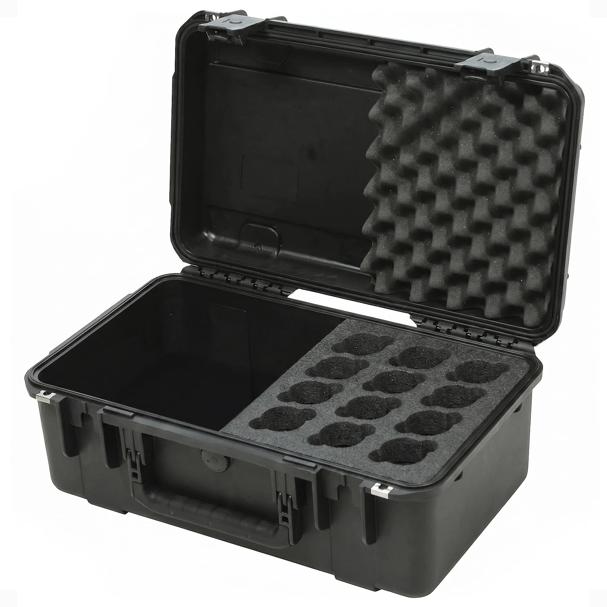 SKB iSeries Waterproof Microphone Hard Case with 3-Slot Foam Interior | Protects Mics Up to 8.5-inch Long — Black