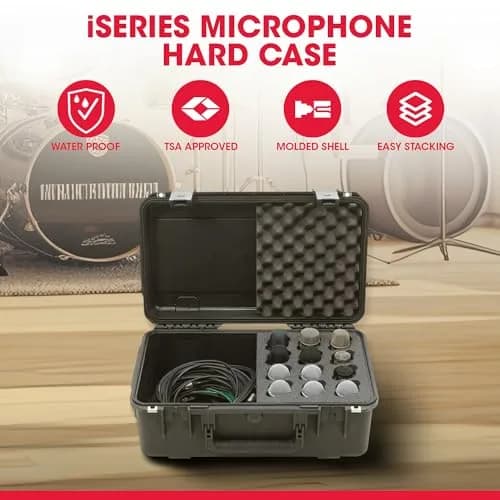 SKB iSeries Injection Molded Microphone Case for 12 Mics with Storage Compartment | Waterproof, Durable, Professional Audio Gear Protection thumbnail 3