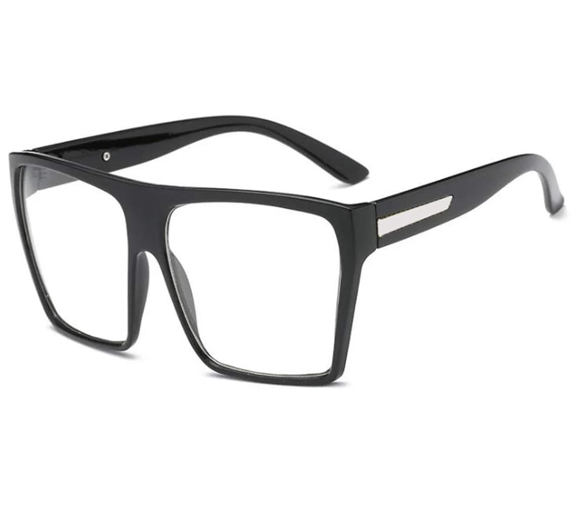 JuicyOrange Oversized Clear Lens Square Eyeglasses | Unisex Flat Top Frames (5 3/4" W x 2 1/2" H)