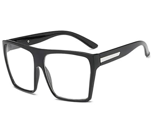 JuicyOrange Oversized Clear Lens Square Eyeglasses | Unisex Flat Top Frames (5 3/4" W x 2 1/2" H) thumbnail 1