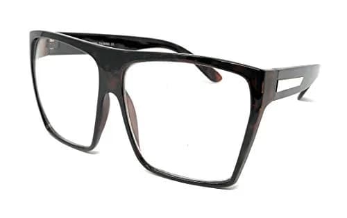 JuicyOrange Oversized Square Clear Lens Glasses Frames | Unisex Flat Top Style thumbnail 1