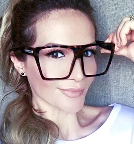 JuicyOrange Oversized Square Clear Lens Glasses Frames | Unisex Flat Top Style thumbnail 6
