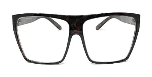 JuicyOrange Oversized Square Clear Lens Glasses Frames | Unisex Flat Top Style thumbnail 2