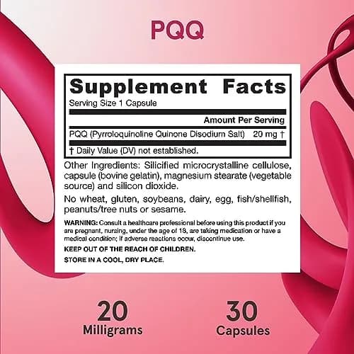 Jarrow PQQ 20 mg, Mitochondrial Biogenesis, 30 Capsules | Supports Cellular Energy & Heart Health thumbnail 6
