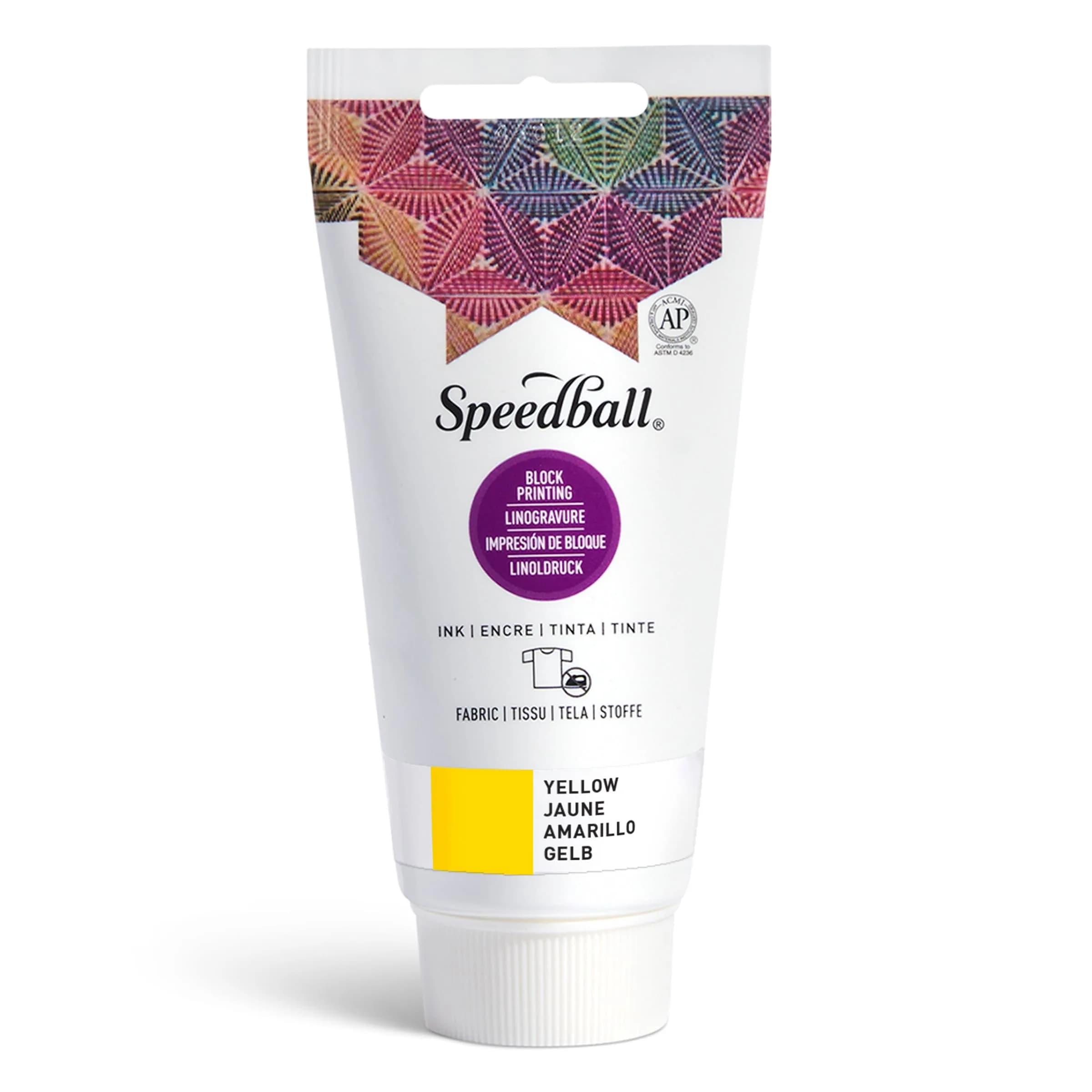 Speedball Fabric Block Printing Ink Yellow 74ml (2.5 fl oz) | Vibrant Opaque Colors for Textiles & Paper - main product image
