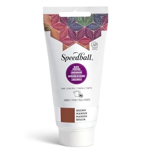 Speedball Fabric Block Printing Ink Brown 74ml (2.5 Fl Oz) | Vibrant Opaque Oil-Based Ink for Textiles & Paper thumbnail 1