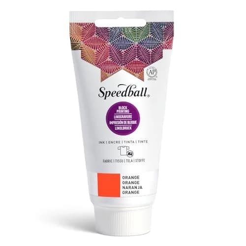 Speedball Fabric Block Printing Ink Orange 74ml (2.5 fl oz) | Vibrant Opaque Water-Miscible Oil-Based Ink thumbnail 1