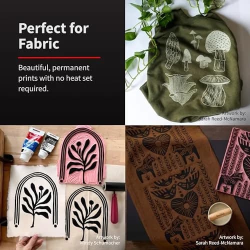 Speedball Fabric Block Printing Ink Orange 74ml (2.5 fl oz) | Vibrant Opaque Water-Miscible Oil-Based Ink thumbnail 3