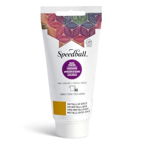 Speedball Fabric Block Printing Ink Gold 74ml (2.5 fl oz) | Vibrant Opaque Oil-Based Ink for Fabric & Paper thumbnail 1