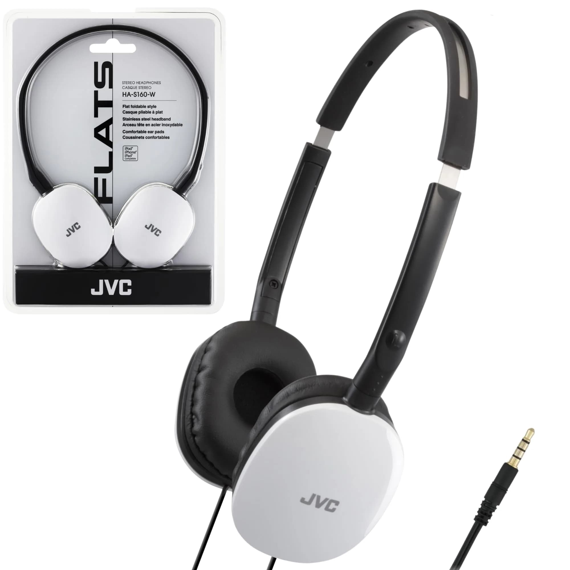 JVC Flats One Size Foldable On-Ear Wired Headphones with Mic - Black - main product image