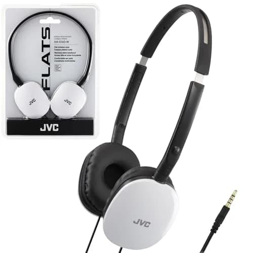 JVC Flats On-Ear Wired Headphones White | 30mm Driver, Foldable Design, 3.5mm Jack thumbnail 1