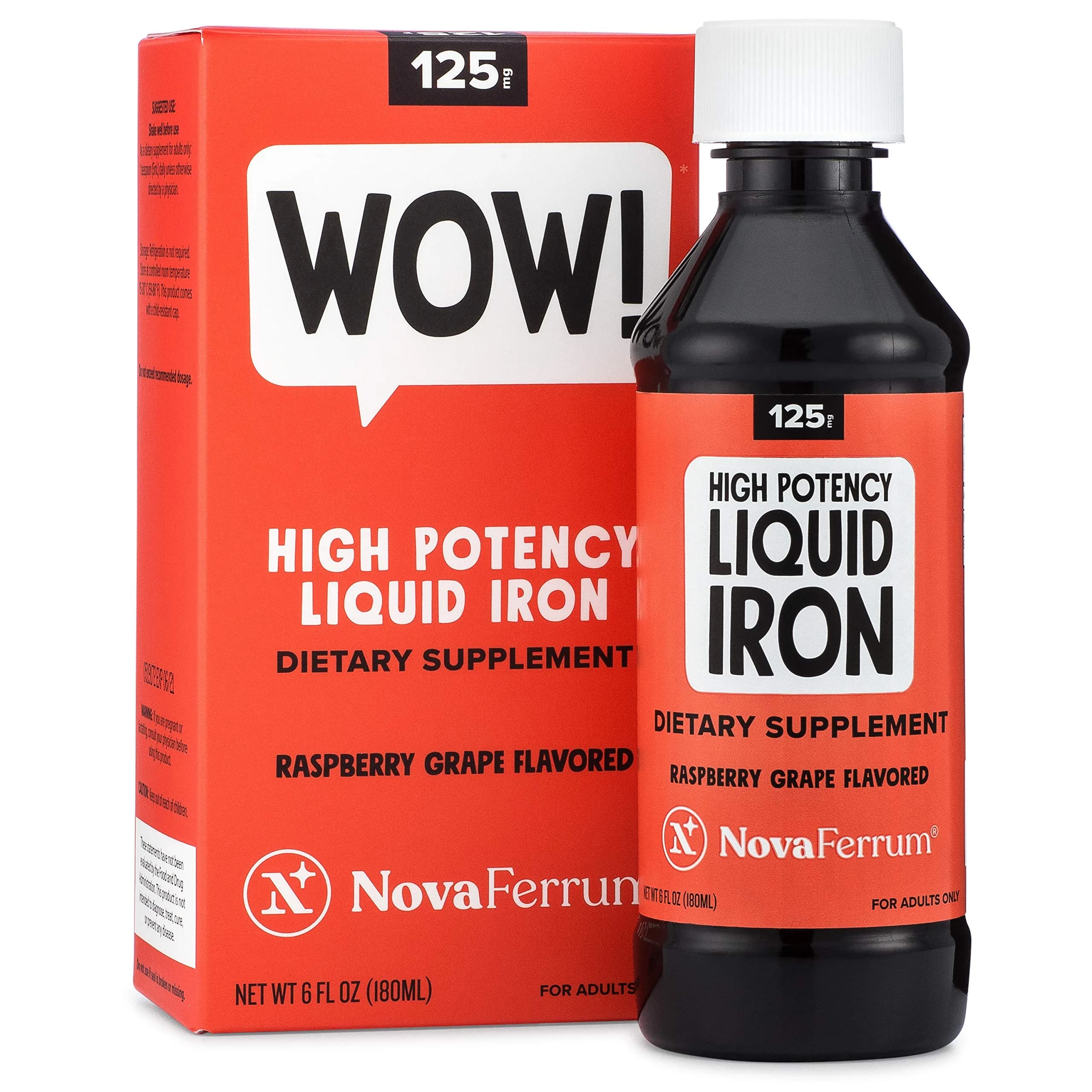 NovaFerrum Wow 125 High Potency Liquid Iron Supplement 156 ml (6 Fl Oz) | Clinically Proven for Adults - main product image