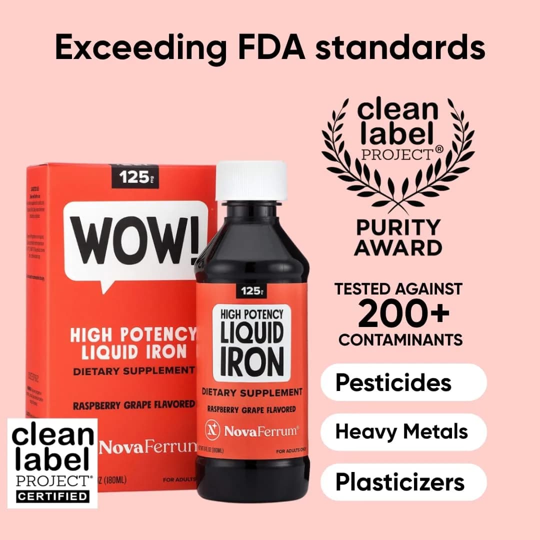 NovaFerrum Wow 125 High Potency Liquid Iron Supplement 156 ml (6 Fl Oz) | Clinically Proven for Adults - view 2