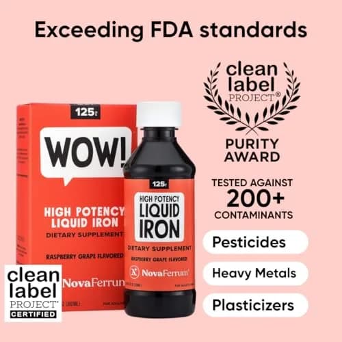 NovaFerrum Wow 125 High Potency Liquid Iron Supplement 156 ml (6 Fl Oz) | Clinically Proven for Adults thumbnail 2