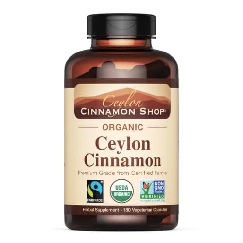 Ceylon Cinnamon Shop Organic Ceylon Cinnamon Capsules 180 Count | USDA Certified Supplement for Daily Wellness thumbnail 1