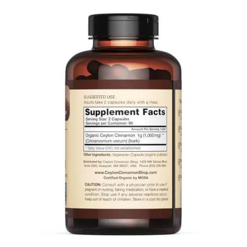 Ceylon Cinnamon Shop Organic Ceylon Cinnamon Capsules 180 Count | USDA Certified Supplement for Daily Wellness thumbnail 4