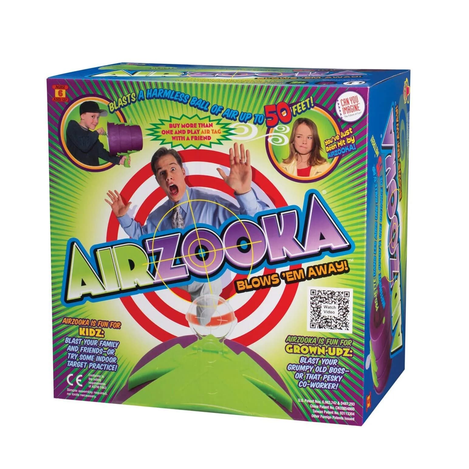 Toysmith Airzooka Cannon Blaster, Black Hand Powered Action Toy | Harmless Air Puffs Up to 50 Feet - view 4