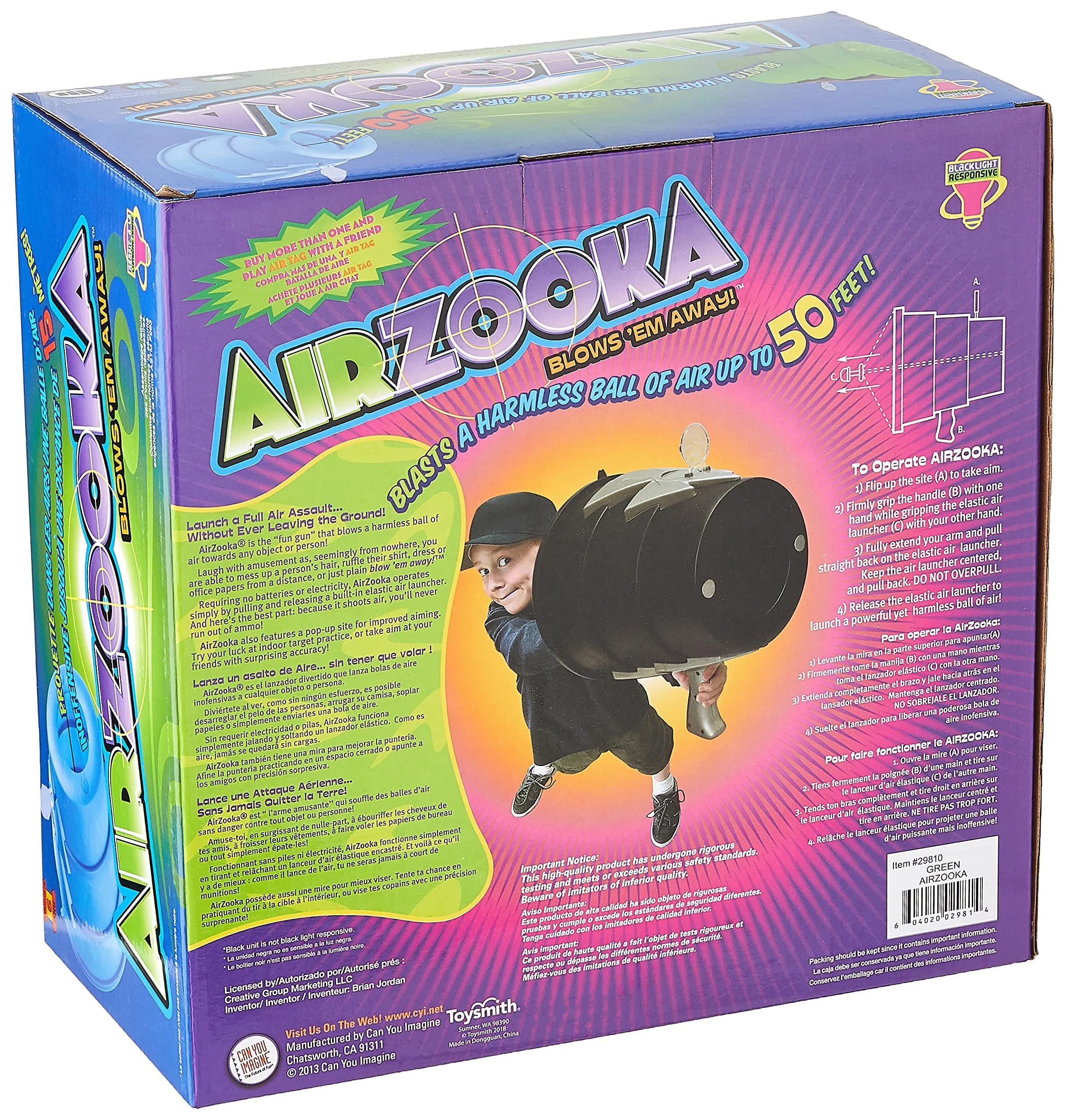 Toysmith Airzooka Cannon Blaster 27.9cm (11.25in) | Hand Powered Launcher Ages 6+ - view 4