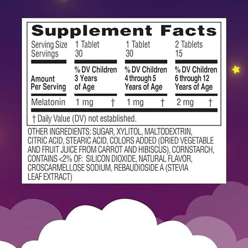 Zarbee's Naturals Children's Sleep Chewable Tablets with Melatonin, Natural Grape Flavor, 30 Count (1 mg Melatonin per Tablet) thumbnail 5