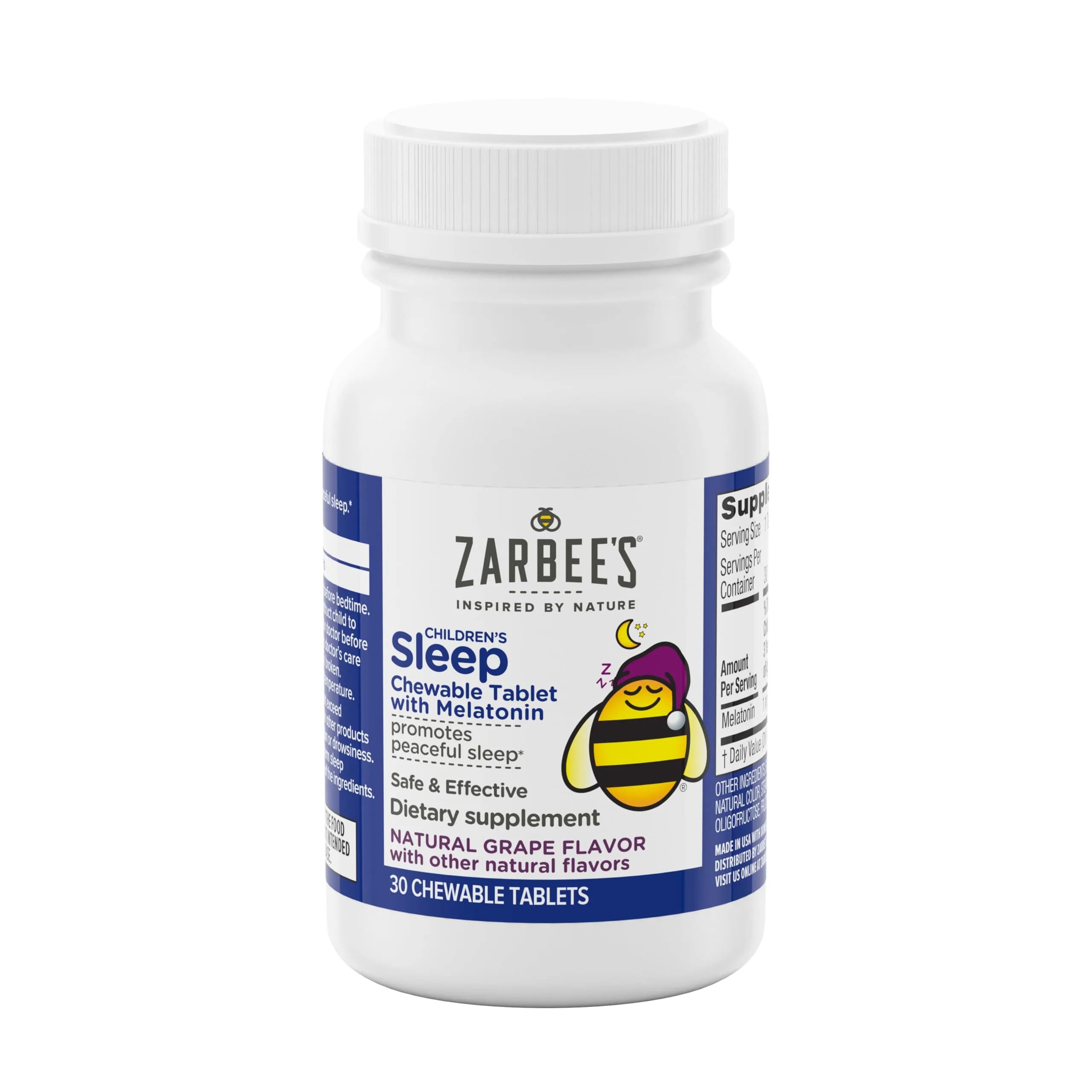 Zarbee's Naturals Children's Sleep Chewable Tablets with Melatonin, Natural Grape Flavor, 30 Count (1 mg Melatonin per Tablet) - view 2
