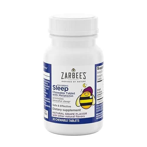Zarbee's Naturals Children's Sleep Chewable Tablets with Melatonin, Natural Grape Flavor, 30 Count (1 mg Melatonin per Tablet) thumbnail 2