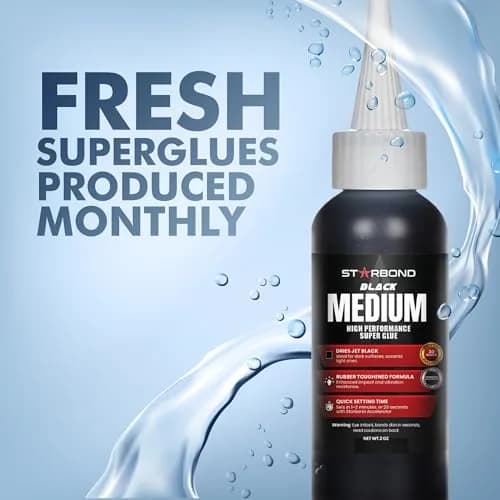 STARBOND Black Medium CA Glue 2oz | Impact & Shock Absorbing Super Glue for Wood & Hobby thumbnail 2