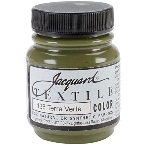 Jacquard Textile Color Terre Verte 2.25 Fl Oz | Permanent Acrylic Fabric Paint for Clothes, Furniture, Shoes thumbnail 1