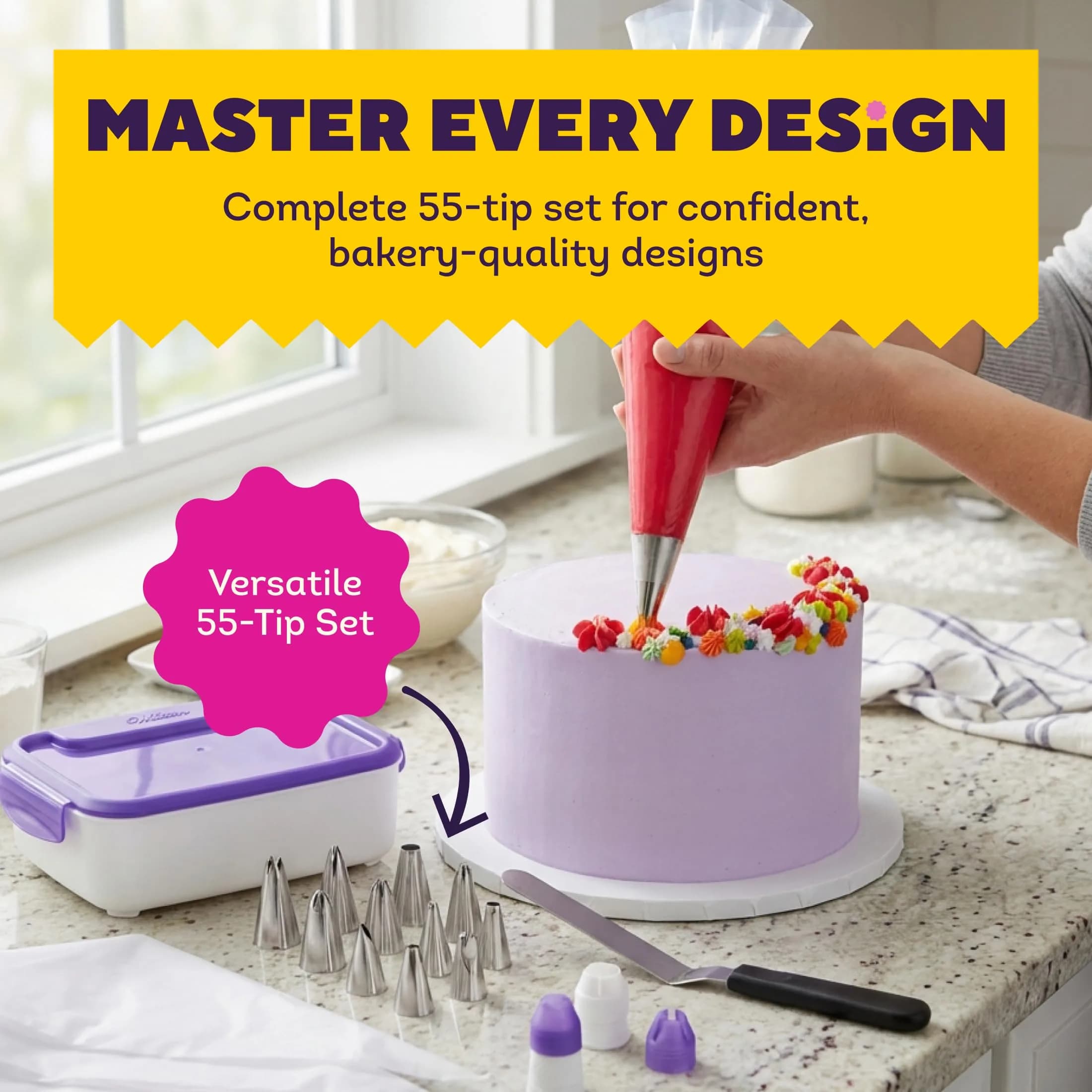 Wilton Master Cake Decorating Piping Tips Set, 55-Piece | Professional Stainless Steel Tools for Buttercream & Royal Icing - view 2