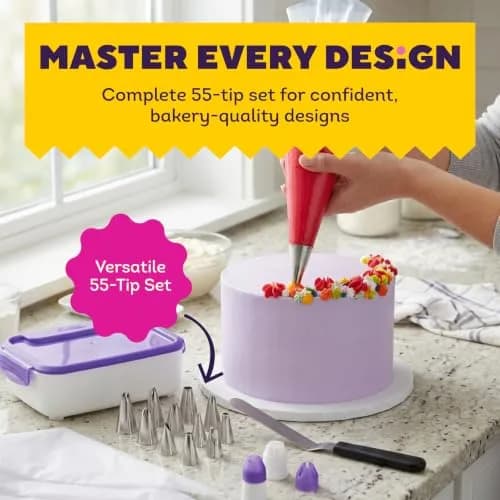 Wilton Master Cake Decorating Piping Tips Set, 55-Piece | Professional Stainless Steel Tools for Buttercream & Royal Icing thumbnail 2