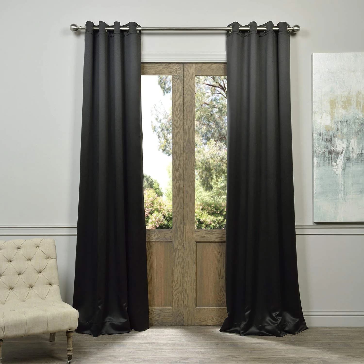 HPD Half Price Drapes Grommet Room Darkening Curtains 50 x 108 | Thermal Insulation & Light Control — Jet Black / 50"W x 108"L