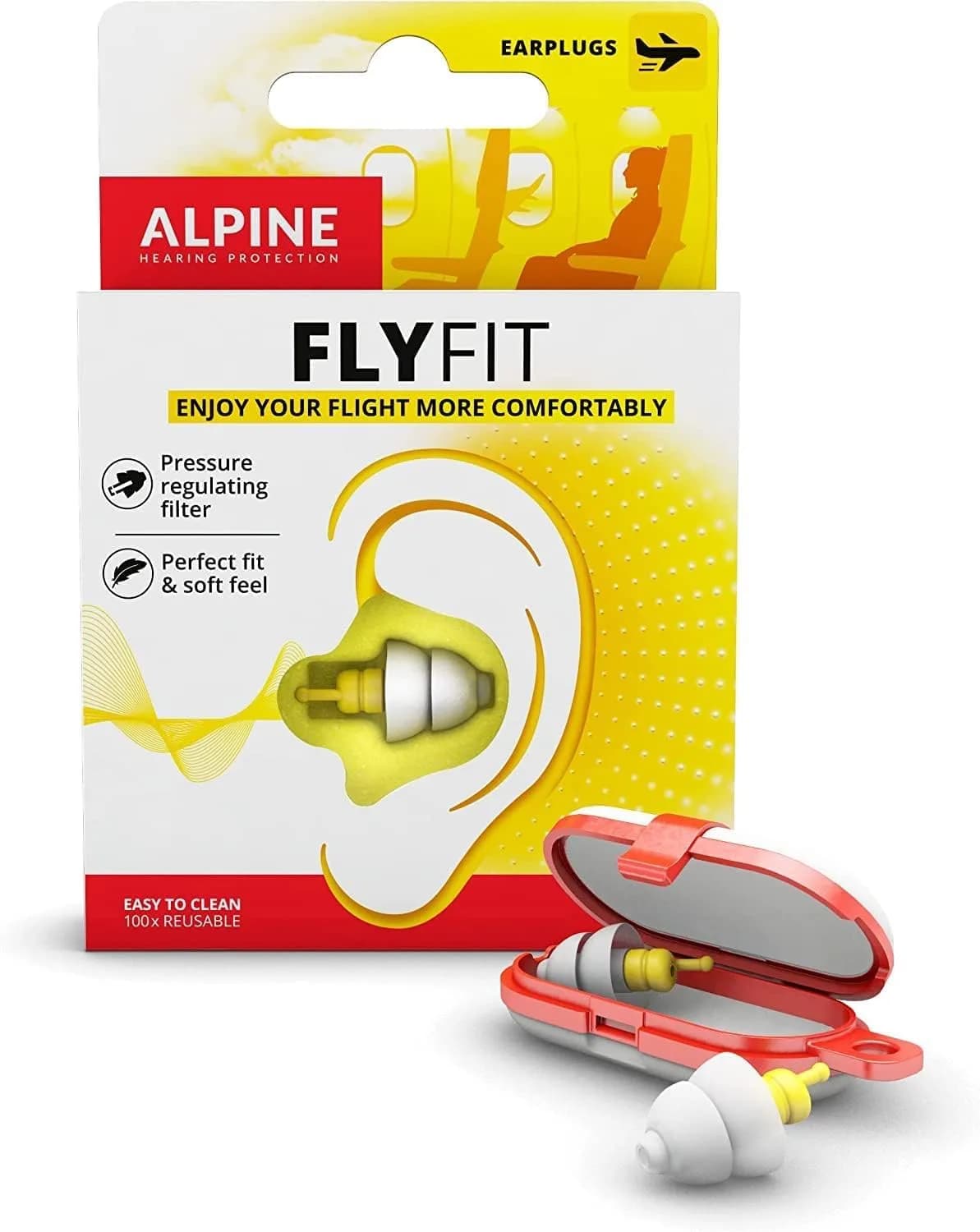 Alpine Hearing Protection FlyFit Earplugs for Flying | 17 dB SNR Noise Reduction