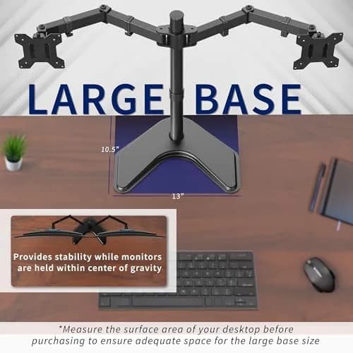 VIVO Dual Monitor Stand for 13-27 Inch Screens | Fully Adjustable, Heavy-Duty, VESA Compatible thumbnail 5