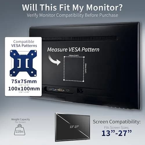 VIVO Dual Monitor Stand for 13-27 Inch Screens | Fully Adjustable, Heavy-Duty, VESA Compatible thumbnail 7