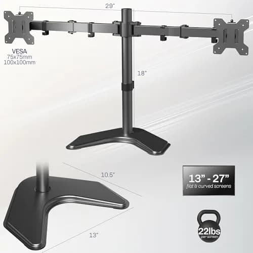 VIVO Dual Monitor Stand for 13-27 Inch Screens | Fully Adjustable, Heavy-Duty, VESA Compatible thumbnail 3