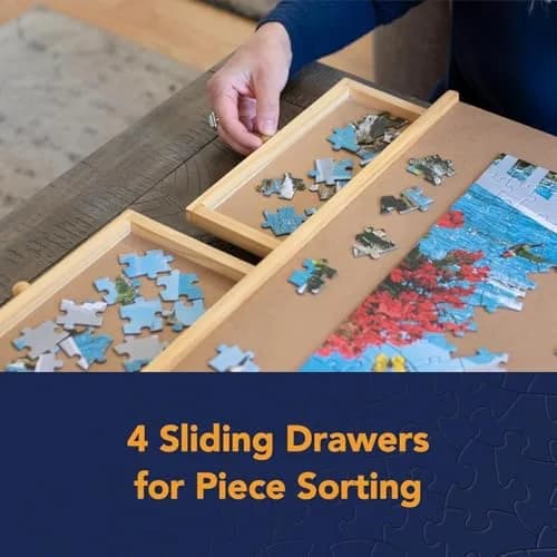 Bits and Pieces Large 1000 Piece Puzzle Board with Drawers | Wooden Puzzle Organizer for Adults & Kids thumbnail 5