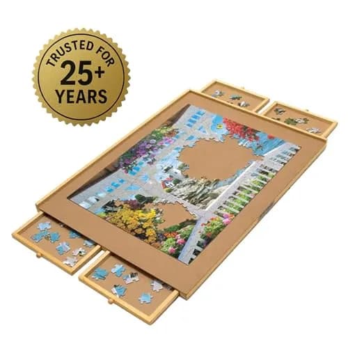 Bits and Pieces Large 1000 Piece Puzzle Board with Drawers | Wooden Puzzle Organizer for Adults & Kids thumbnail 7