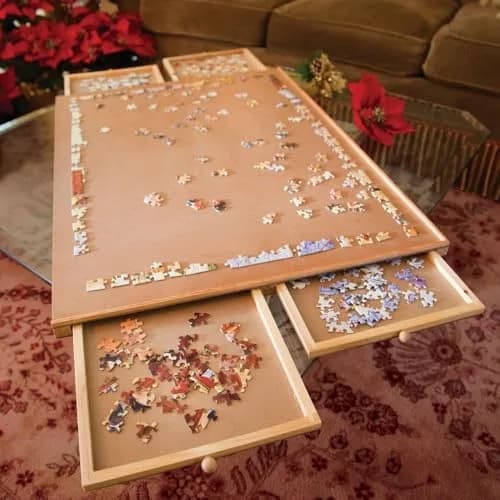 Bits and Pieces Large 1000 Piece Puzzle Board with Drawers | Wooden Puzzle Organizer for Adults & Kids thumbnail 8