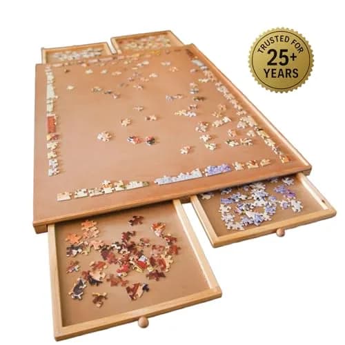 Bits and Pieces Large 1000 Piece Puzzle Board with Drawers | Wooden Puzzle Organizer for Adults & Kids thumbnail 9