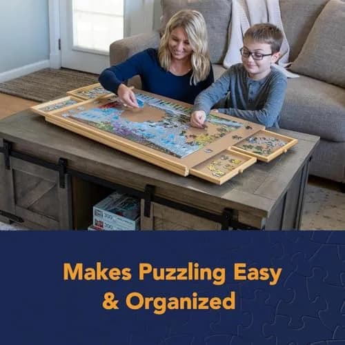 Bits and Pieces Large 1000 Piece Puzzle Board with Drawers | Wooden Puzzle Organizer for Adults & Kids thumbnail 4