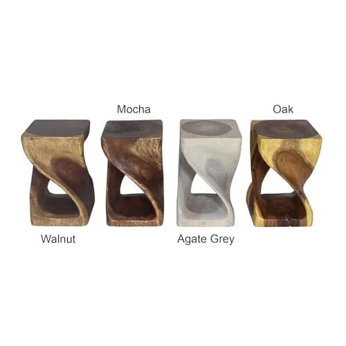 Haussmann Twist Side Table, Mocha | Handcrafted Solid Wood Sculpture (10x10x16 in) thumbnail 4
