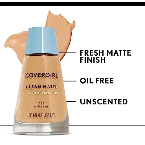 COVERGIRL Clean Matte Liquid Foundation Classic Ivory 30ml | Oil-Free, Matte Finish for Oily Skin thumbnail 6