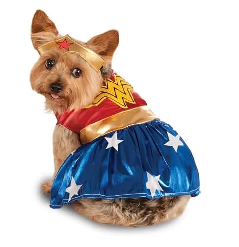 Rubies Wonder Woman Pet Costume Large | Official DC Licensed Pet Dress & Tiara thumbnail 1