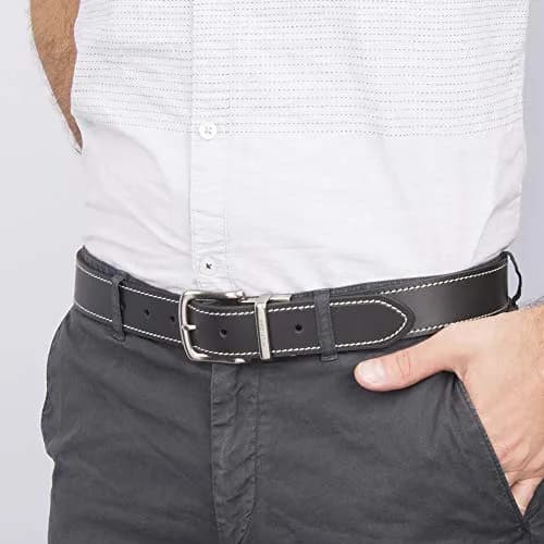 Tommy Hilfiger Men's Reversible Belt - Black/Brown Stitch, Size 38 | 1.25-inch Width thumbnail 4