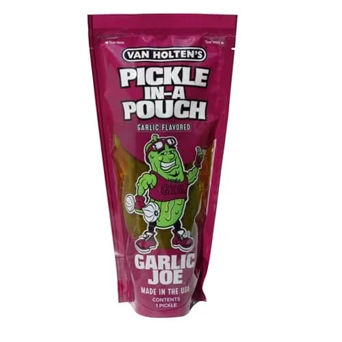 Van Holten's Garlic Joe Pickle-In-A-Pouch, Garlic Dill Snack, 7 oz (198 g) | Bold Garlic Flavor on-the-go thumbnail 2