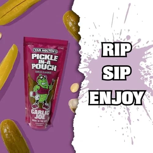 Van Holten's Garlic Joe Pickle-In-A-Pouch, Garlic Dill Snack, 7 oz (198 g) | Bold Garlic Flavor on-the-go thumbnail 3