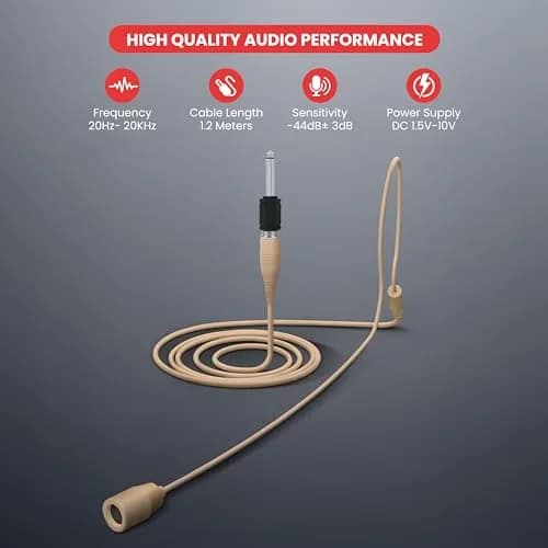 Pyle Wired Omnidirectional Headset Microphone with 3.5mm Plug & 1/4 Inch Adapter | Hands-Free Voice Capture for Presentations & Teaching thumbnail 5
