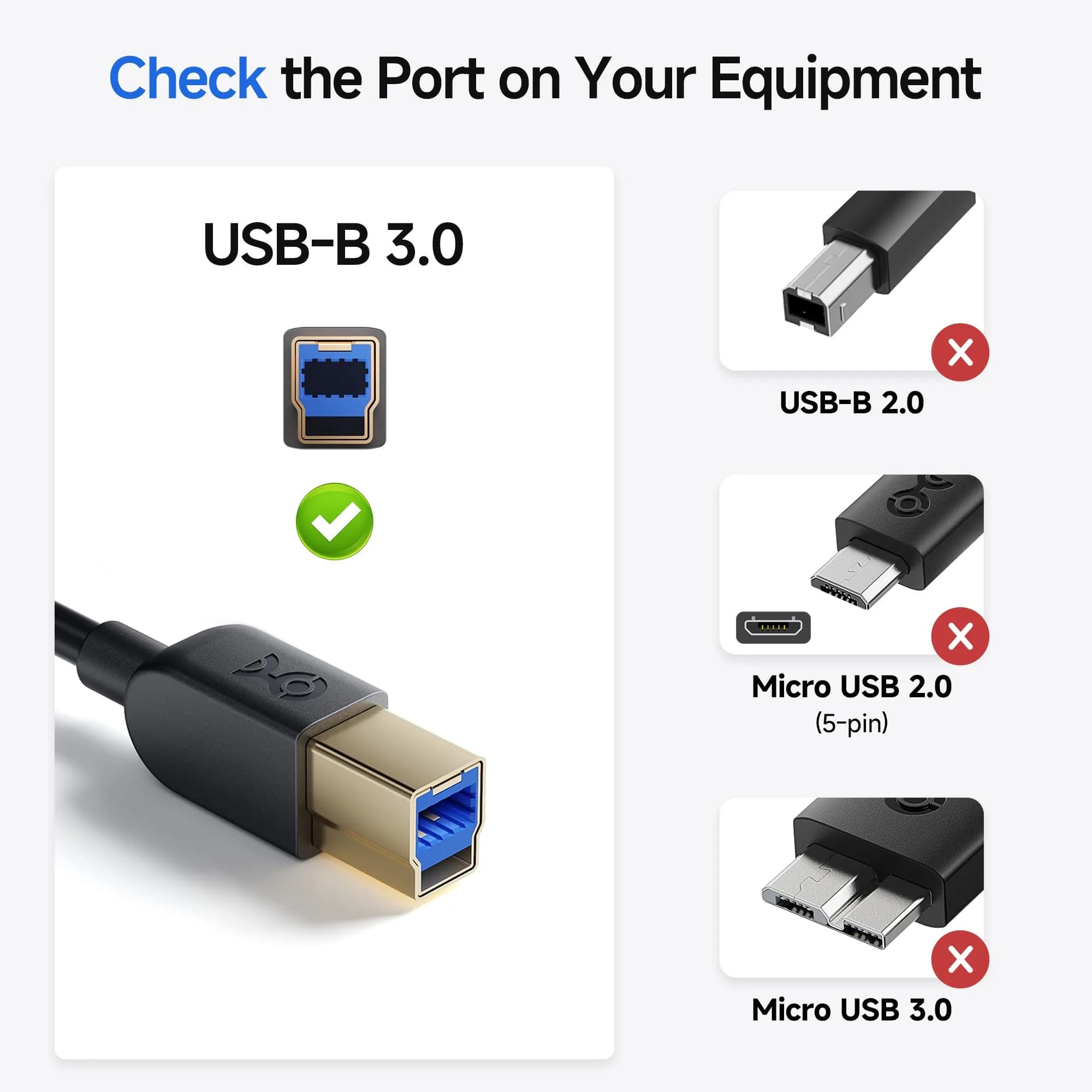 Cable Matters USB 3.0 Type A to B Cable 10ft Black | 5 Gbps Data Transfer thumbnail 3