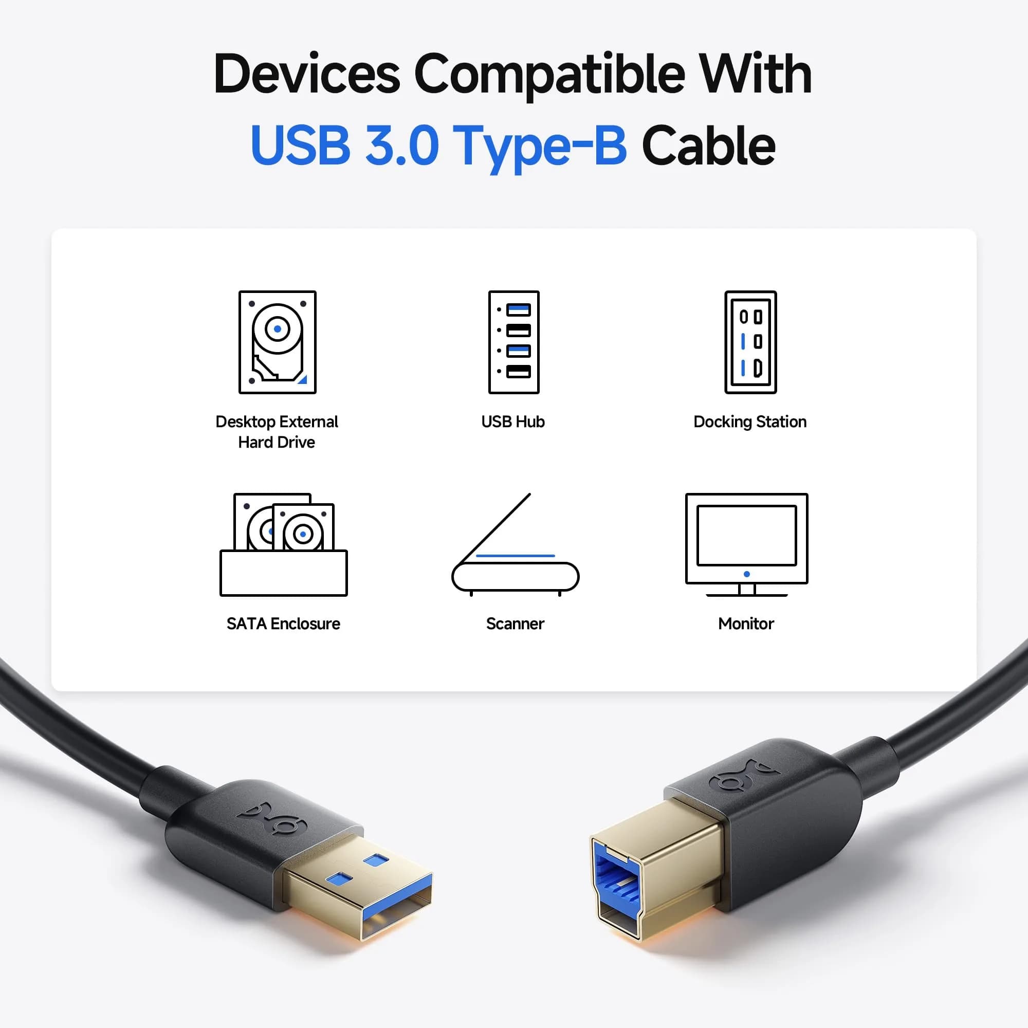 Cable Matters USB 3.0 Type A to B Cable 10ft Black | 5 Gbps Data Transfer thumbnail 4